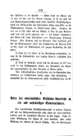 Ueber den vaterländischen Geschichts-Unterricht in ein- und mehrklassigen Elementarschulen