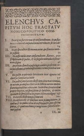 Elenchus capitum hoc tractatu nomico politico comprehensorum.