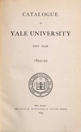 Catalogue of Yale University. 1894/95 = 195