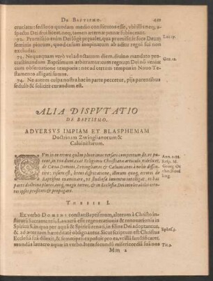 Alia Disputatio De Baptismo.