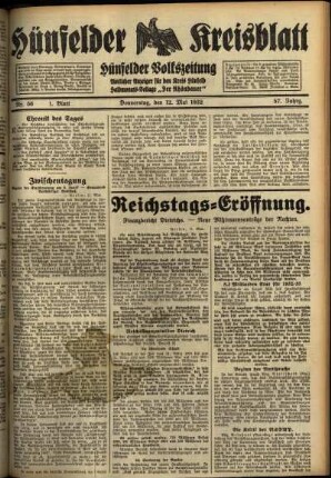 Erste Ausgabe vom Donnerstag, den 12. Mai 1932.
