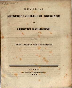 Memoriae Friderici Guil. Doeringii et Lud. Ramshornii