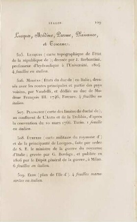Lucques, Modene, Parme, Plaisance et Toscane