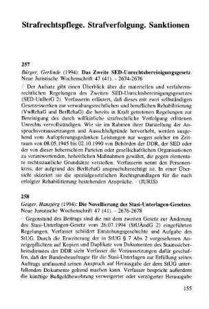 155-285, Strafrechtspflege. Strafverfolgung. Sanktionen