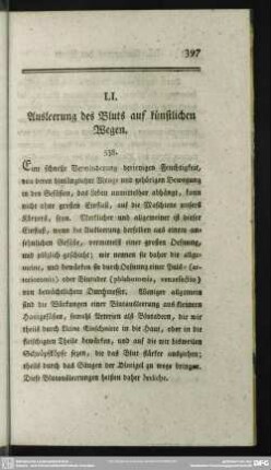 LI. Ausleerung des Bluts auf künstlichen Wegen