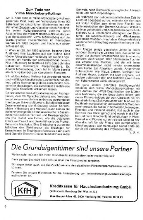 Zum Tode von Vilma Mönckeberg-Kollmar