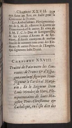 Chapitre XXVIII. Traitté de Paix entre les Couronnes de France ...