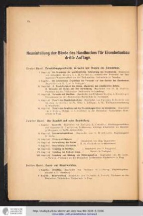 Neueinteilung der Bände des Handbuches für Eisenbetonbau dritte Auflage