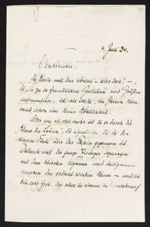 Brief von Rudolf G. Binding an Gerhart Hauptmann