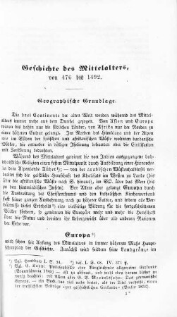 Geschichte des Mittelalters, von 476 bis 1492
