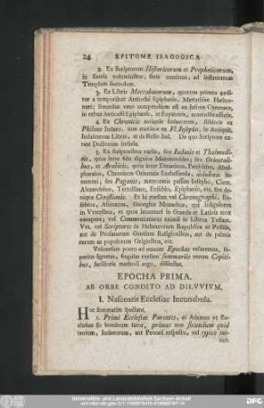 Epocha Prima. Ab Orbe Condito Ad Diluvium.