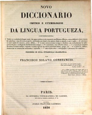 Novo Diccionario critico e etymologico da Lingua Portugueza