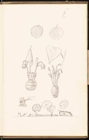 Skizzenbuch 1901: Blumen, Vasen, Kriegsszene