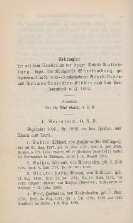 258-274 Nekrologien württembergischer Männerklöster : I.