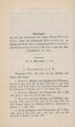258-274 Nekrologien württembergischer Männerklöster : I.
