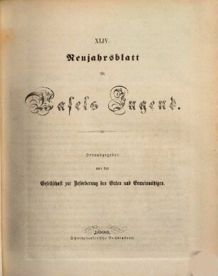 Neujahrsblatt für Basels Jugend. 44. 1866