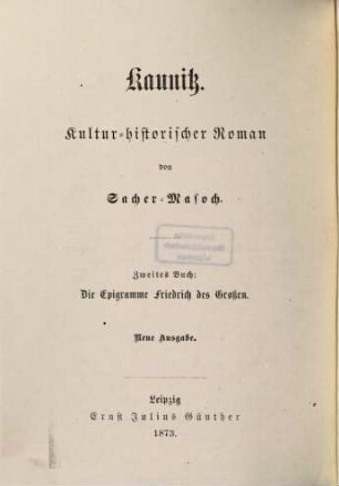 Kaunitz : kultur-historischer Roman, 2. Die Epigramme Friedrich des Großen