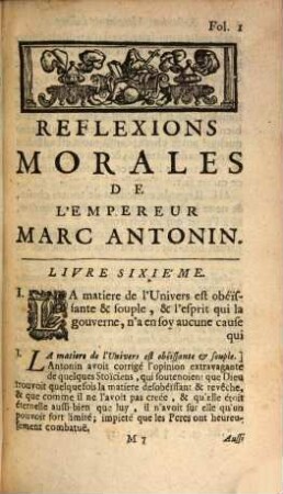 Reflexions morales de l'Empereur Marc Antonin : avec des remarques de Mr. & de Mad. Dacier, 2