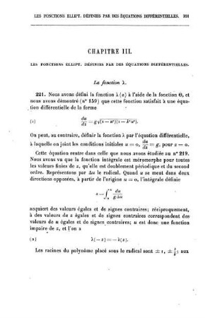 CHAPITRE III. - Les fonctions elliptique définies par les équations différentielles.