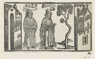 Mitio und Demea, erstmals erschienen in: "Terentius", Straßburg 1496, fol. CIX