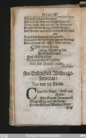 Am Ersten Heil. Weihnacht-Feyertag, Aus dem 89. Psalm.