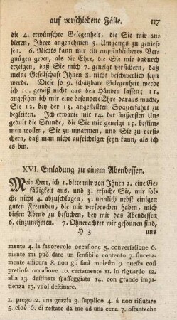 XVI. Einladung zu einem Abendessen