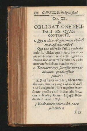 Cap. XXI. De Obligatione Feudali Ex Quasi Contractu.