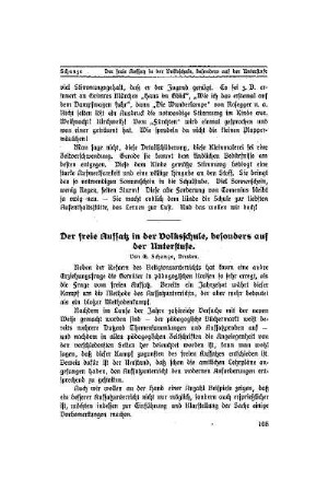 Der freie Auffsatz in der Volksschule, besonders auf der Unterstufe