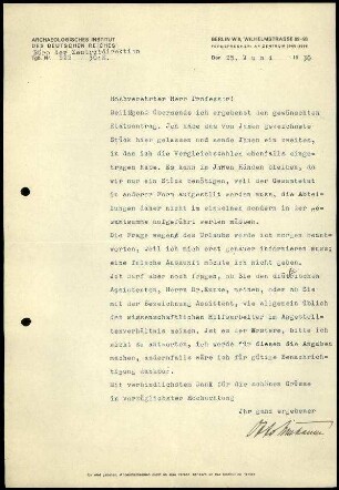DAI Zentrale an G. Karo