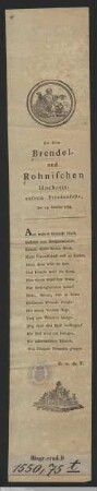 Zu dem Brendel- und Rohnischen Hochzeit- unserm Freudenfeste, den 29. October 1793