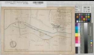 Langschede (Fröndenberg) Mühlenschlacht an der Ruhr 1775 40 rh. Ruten = 10,4 cm 27 x 44,5 kol. Zeichnung Risse KSA Nr. 288