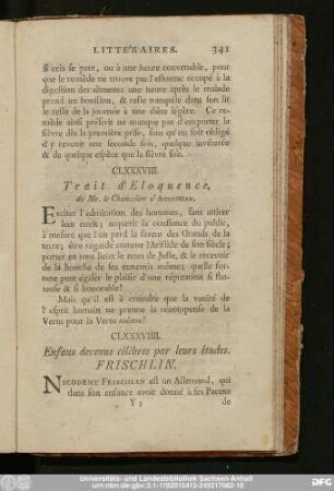 CLXXXVIII. Trait d'Eloquence, de Mr. le Chancelier D'Aguesseau.