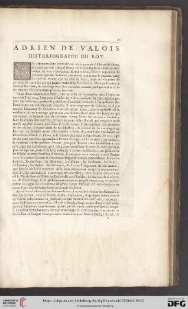 Adrien de Valois, historiographe du roy