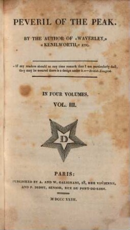 Peveril of the Peak : in four volumes, 3