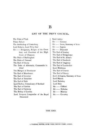 B - List of the Privy Council