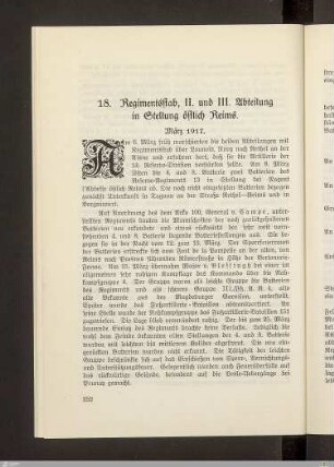 18. Regimentsstab, II. und III. Abteilung in Stellung östlich Reims