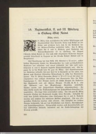 18. Regimentsstab, II. und III. Abteilung in Stellung östlich Reims