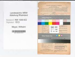 Entnazifizierung Wilhelm Meyer, geb. 13.01.1895 (Polizeibeamter)