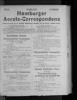 No. 15. 13. April 1913. 16. Jahrgang.
