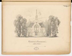 Erbbegräbnis, Langhelwigsdorf Monatskonkurrenz August 1884: Aufriss Vorderansicht; Maßstabsleiste