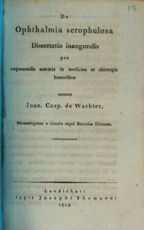 De ophthalmia scrophulosa : dissertatio inauguralis ...