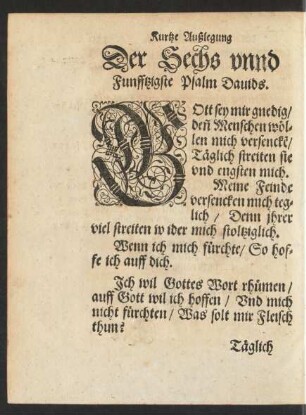 Der Sechs unnd Funfftzigste Psalm Davids.