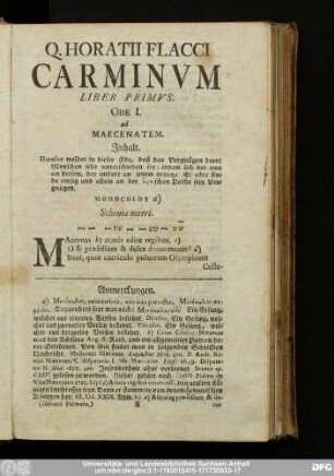 Q. Horatii Flacii Carminum ...