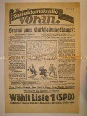 Wahlzeitung der SPD Ostsachsen zur Reichstagswahl 1928