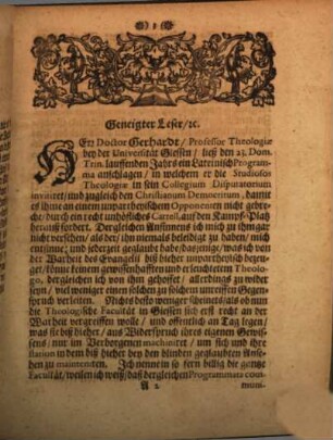 Abgenöthigter Grund-Riß der academischen Gottes-Gelährtheit wodurch Christianus Democritus die ihme von Hn. Jo. Ern. Gerhardo fälschlich imputirte Unordnung von sich abgelehnet