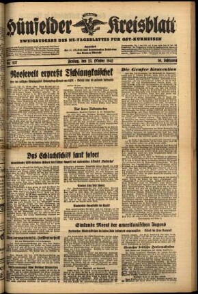 Ausgabe vom Freitag, den 23. Oktober 1942.