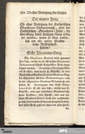 Die neunte Frag. Ob ohne Verletzung der Catholischen Glaubens-Bekanntnuß, oder der Catholischen Glaubens-Lehr...