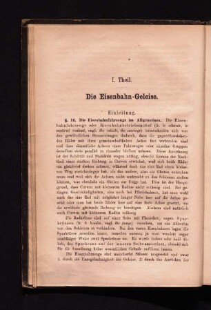 I. Theil. Die Eisenbahn-Gleise.
