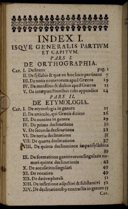 Index I. Isque Generalis Partium Et Capitum.