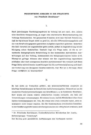 89-91, Prognostische Aussagen in der Strafjustiz
